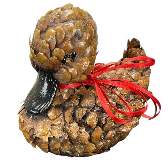 Vtg Handmade Decorative Pinecone Duck Figurine Rustic Folk Art Cabin Retro Lodge - Picture 1 of 15